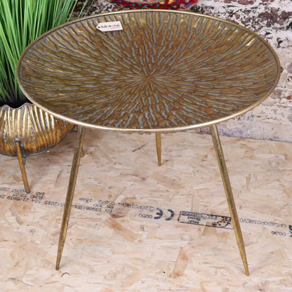 Coorg Retro Antiqued Gold Metal Side Table - Main Image