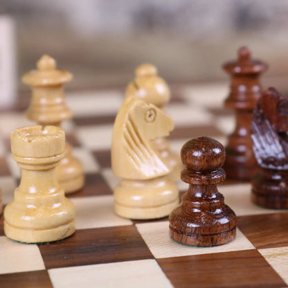 Shatranj Wooden Chess Set 18cm - Closeup of Black Pawn