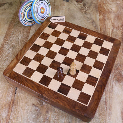 Shatranj Wooden Chess Set 26cm - Top View of Board