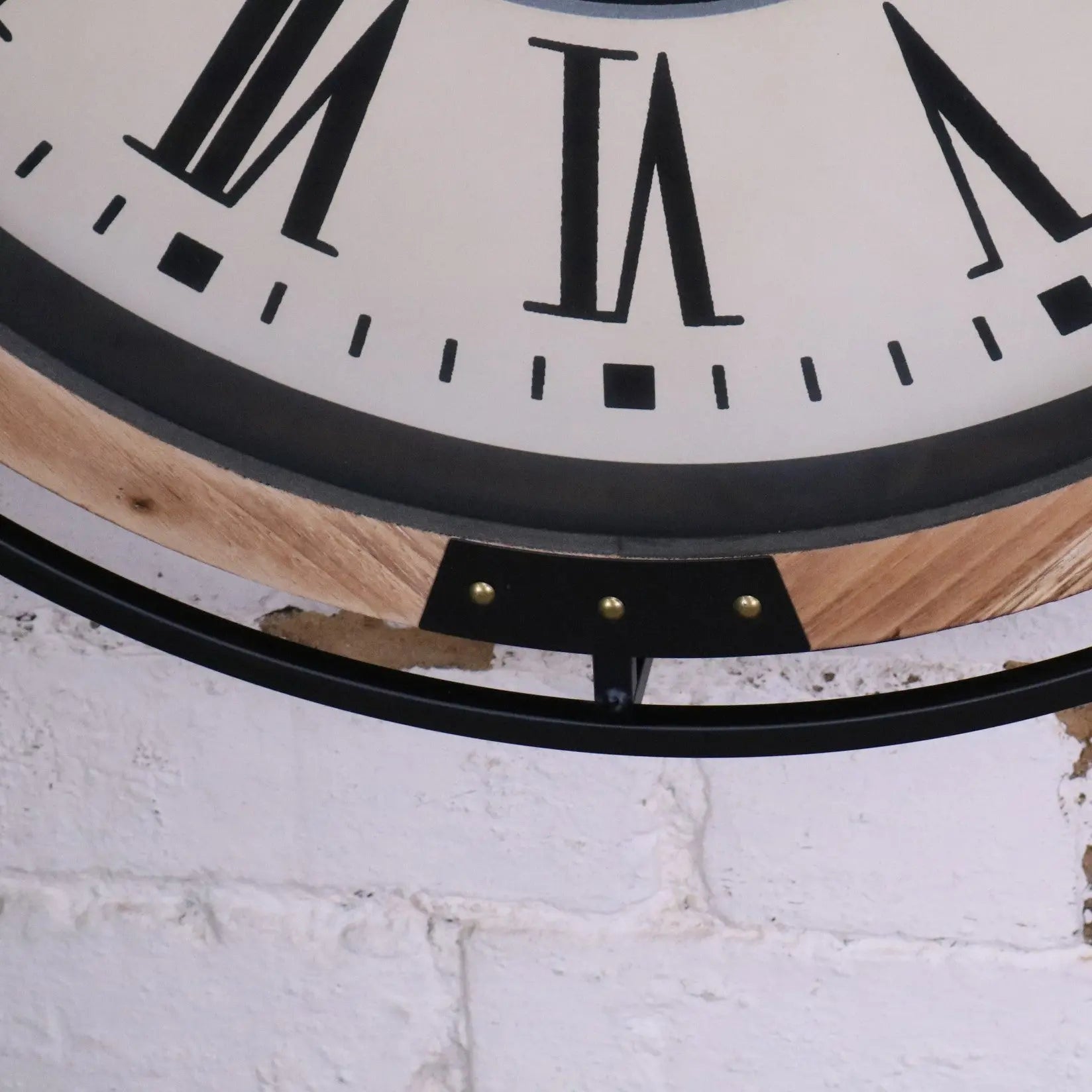 Industrial Large Cog Clock White and Gold - Closeup of Frame