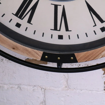 Industrial Large Cog Clock White and Gold - Closeup of Frame