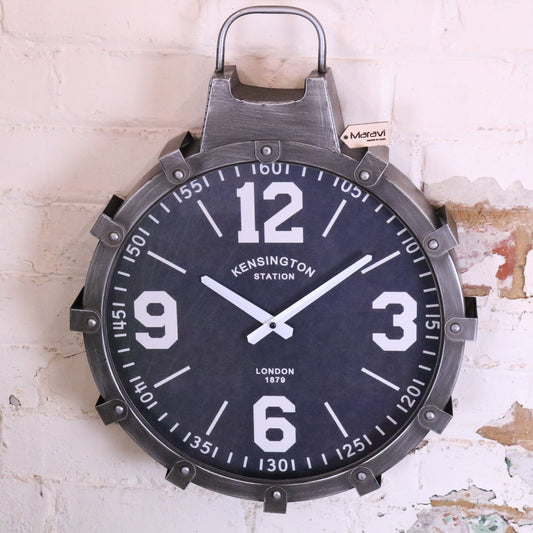Industrial Style Wall Clock Gunmetal Grey - Alternative Main Image