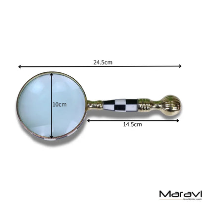 Jaintia Magnifying Glass Vintage Style Humbug Design - Dimensions