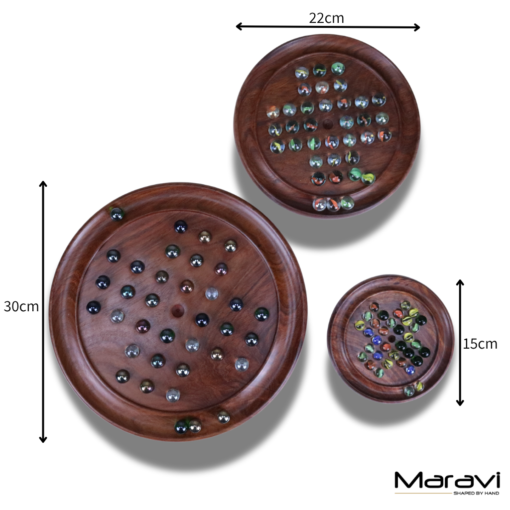 Jajur Wooden Solitaire Board Game Set - Dimensions