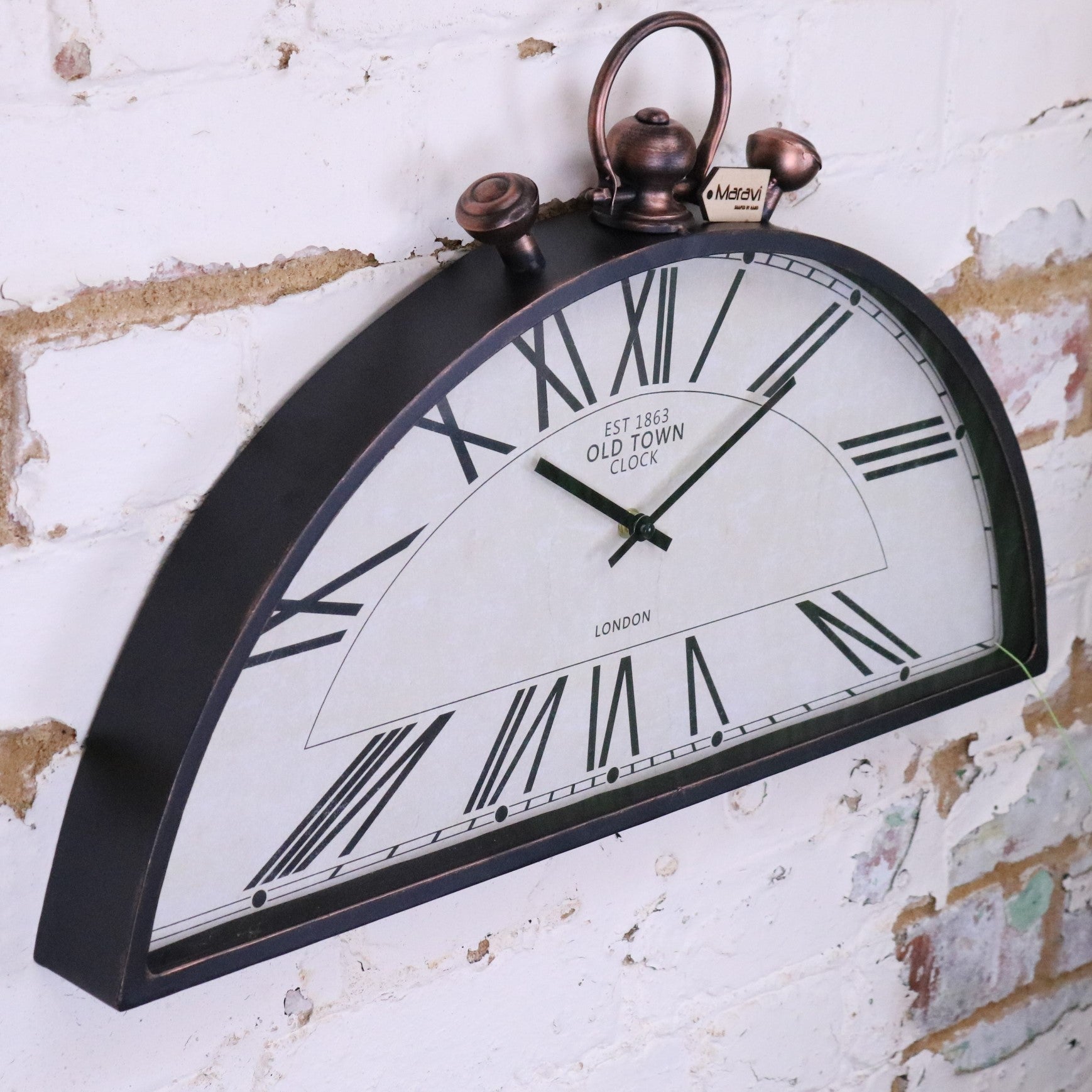 Jarika Half Round Unusual Wall Clock - Side View