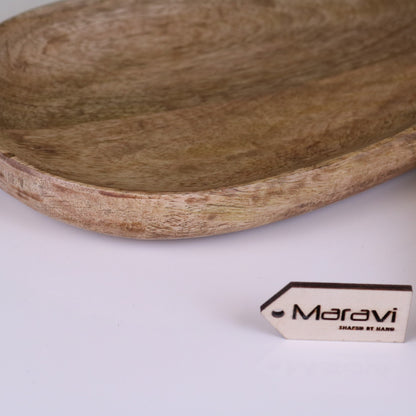 Jarita Oval Shaped Wooden Serving Dishes Set of 2 - Closeup of Edge