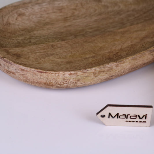 Jarita Oval Shaped Wooden Serving Dishes Set of 2 - Closeup of Edge