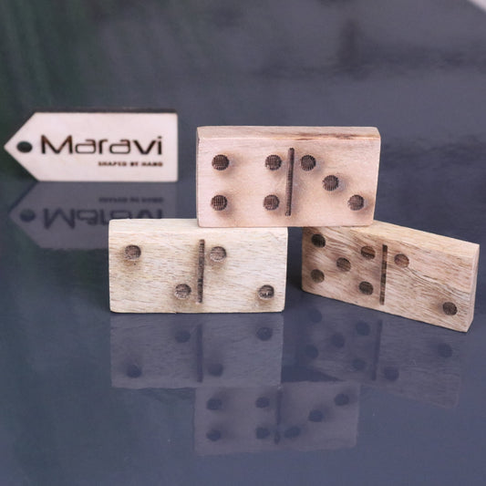 Jeyra Wooden Dominoes Set - Closeup of Dominoes