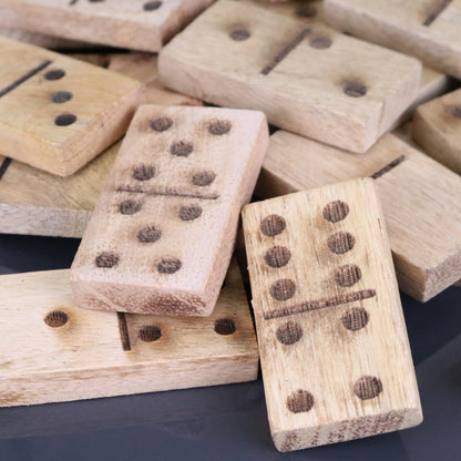 Jeyra Wooden Dominoes Set - Closeup of Domino Tiles
