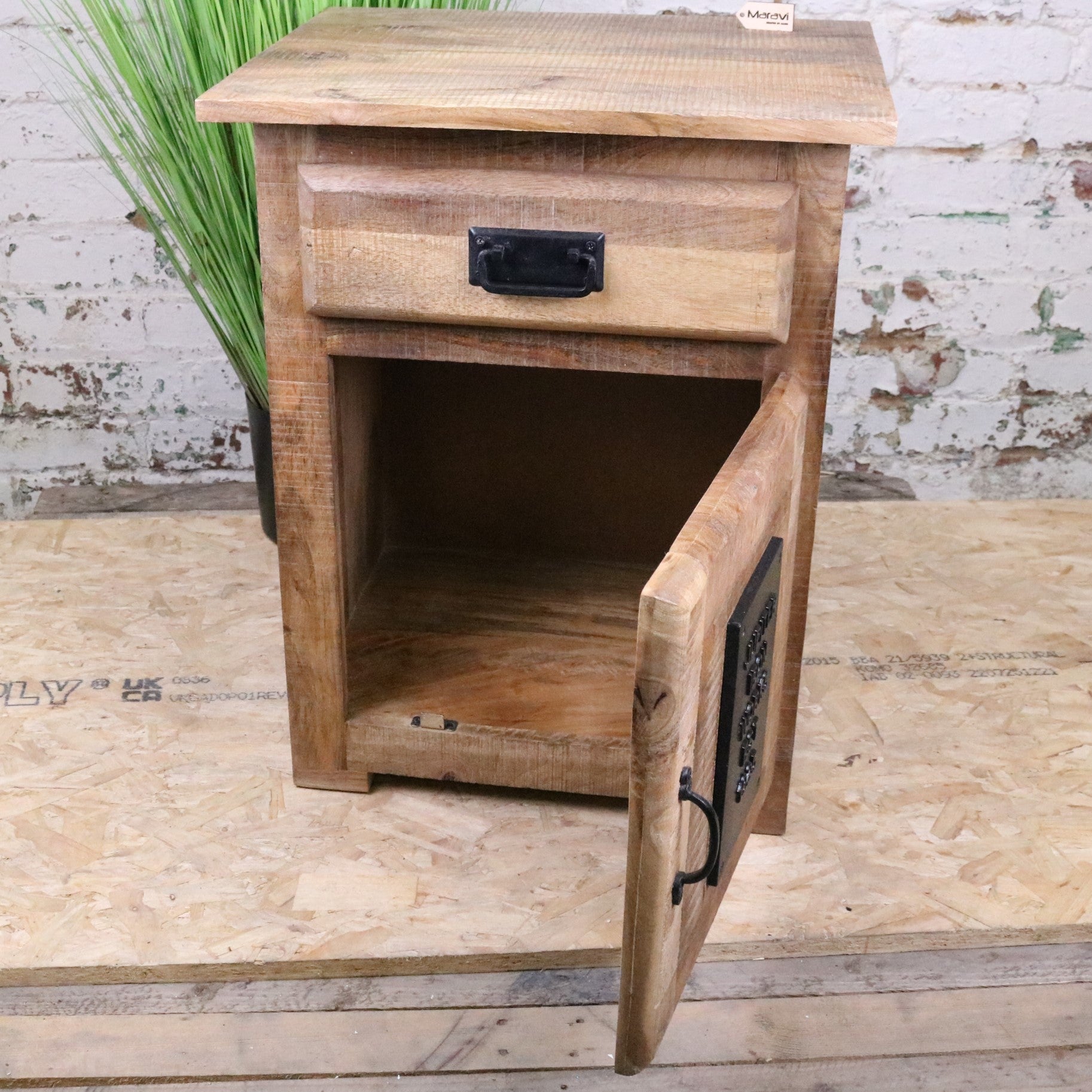 Jupiter Iron Works Furniture Industrial Bedside Cabinet - Showing Door Open