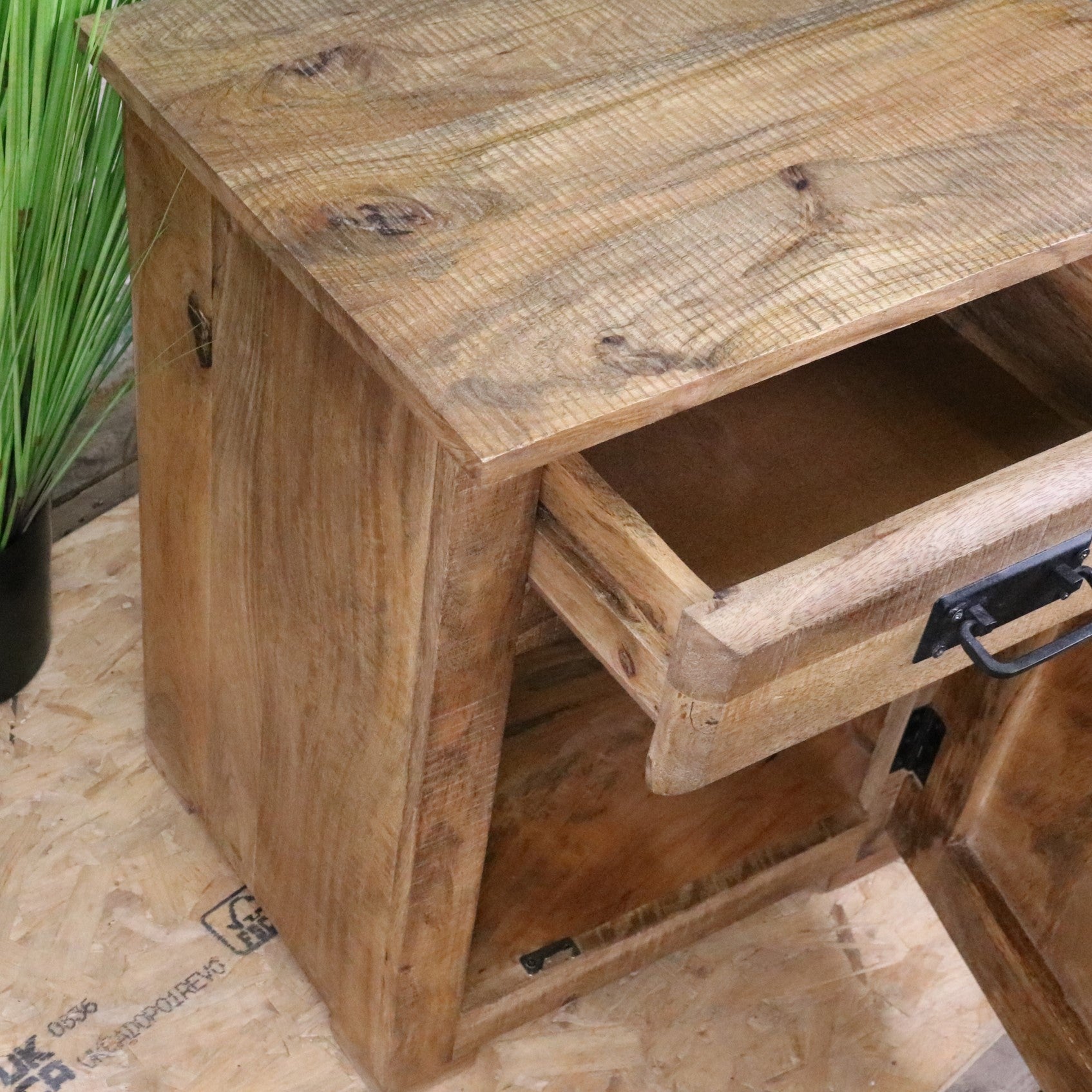 Jupiter Iron Works Furniture Industrial Bedside Cabinet - Closeup of Drawer Open