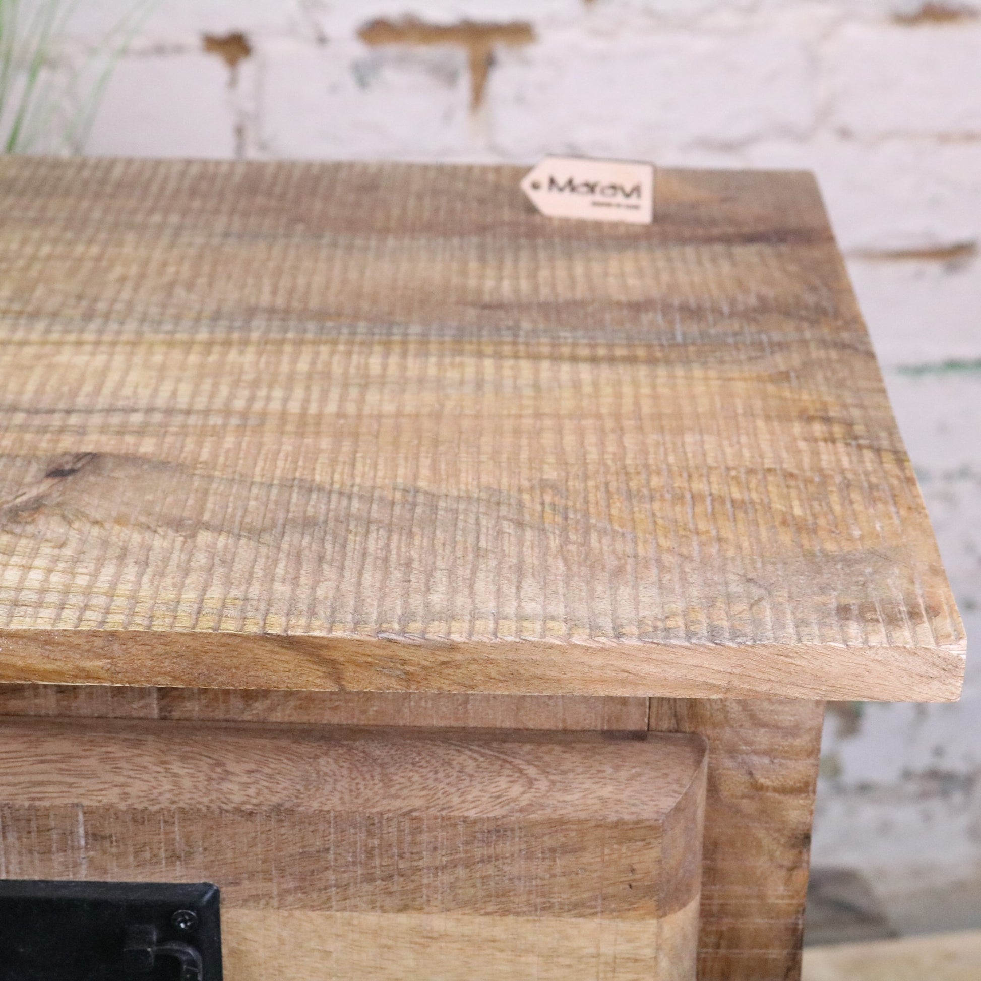 Jupiter Iron Works Furniture Industrial Bedside Cabinet - Closeup of Tabletop