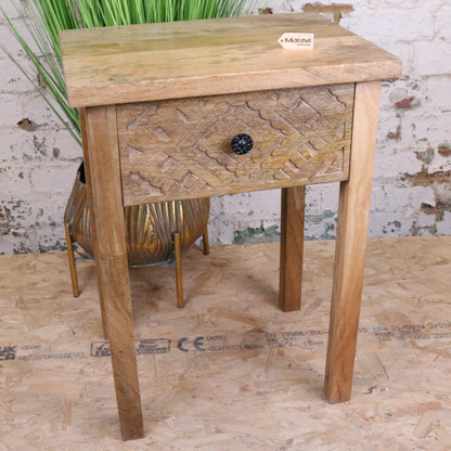 Kairav Mango Wood Bedside Table with Drawer - Main Image