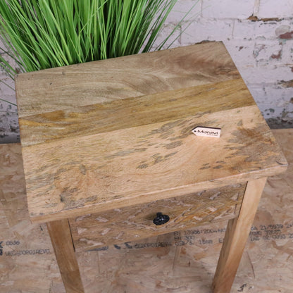 Kairav Mango Wood Bedside Table with Drawer - Top View