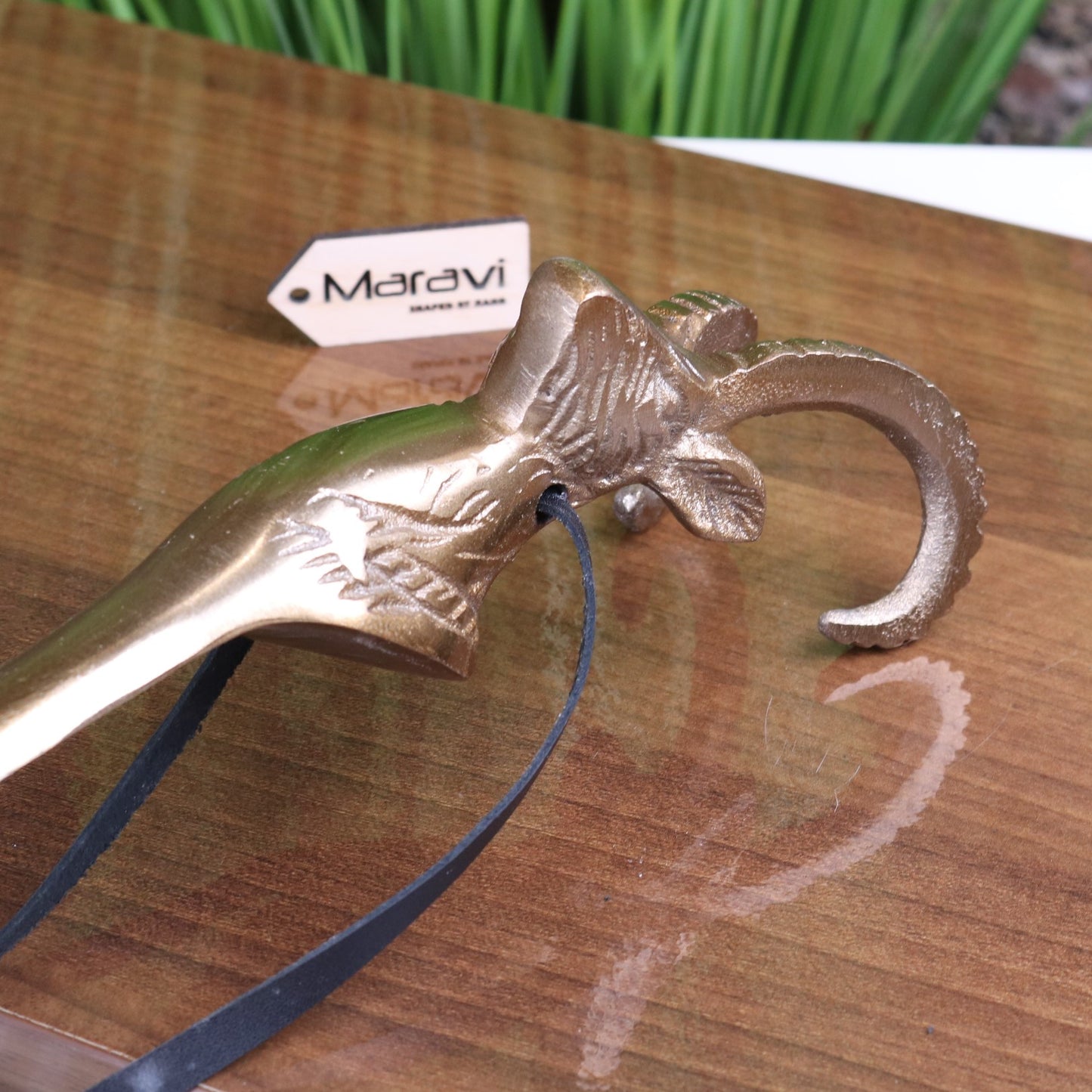 Kaisa Ram's Head Antique Style Shoe Horn Antique Gold - Closeup of Head