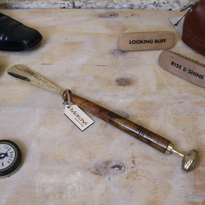 Kalanka Long Shoe Horn Wooden Brass - Rugby Design
