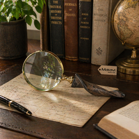 Kamora Magnifying Glass Vintage Style Natural Horn Handle - Lifestyle Image