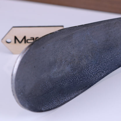 Kasha Dog Head Antique Style Shoe Horn Gunmetal - Closeup of Distressed Metal Finish