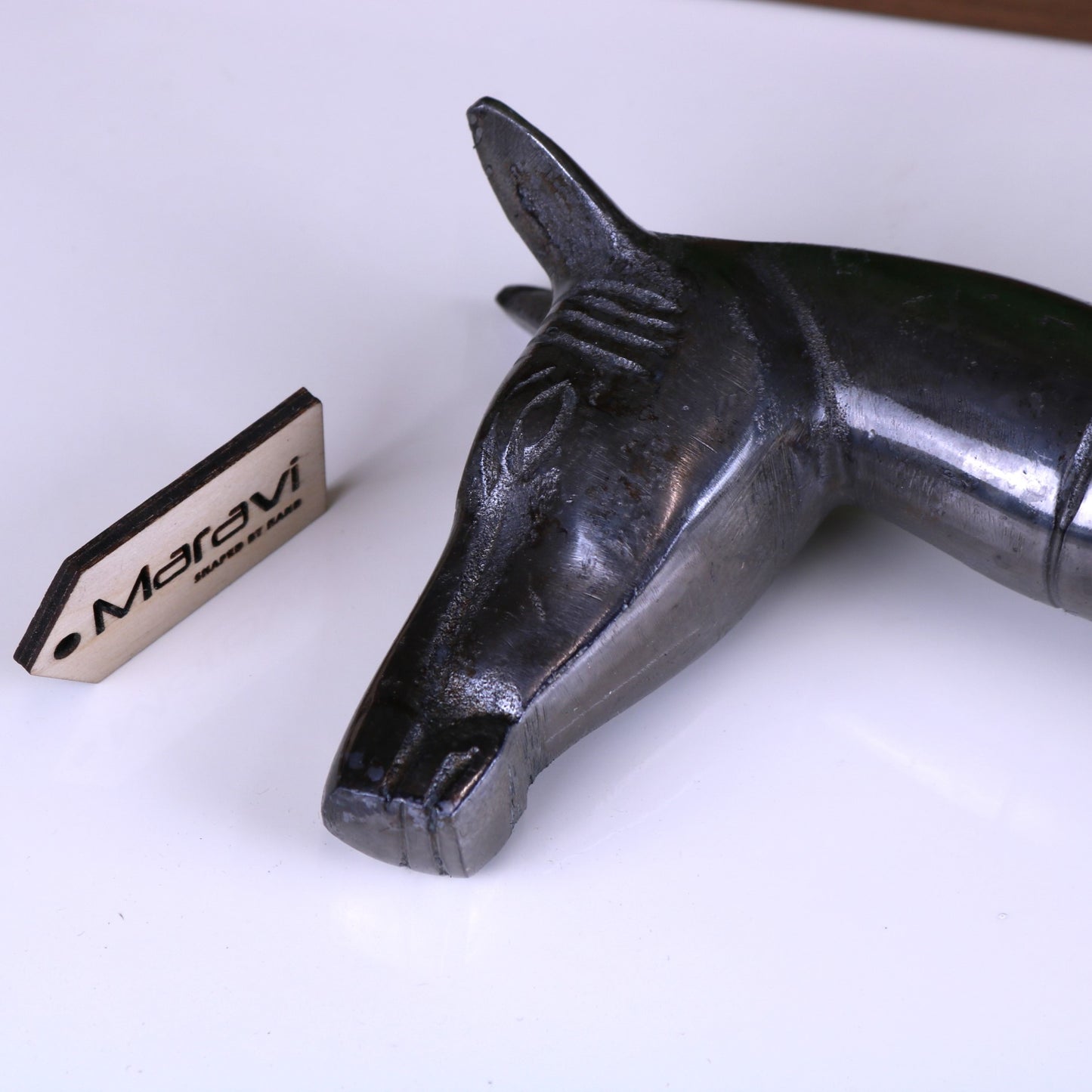 Kasha Horse Head Antique Style Shoe Horn Gunmetal - Closeup of Head 2