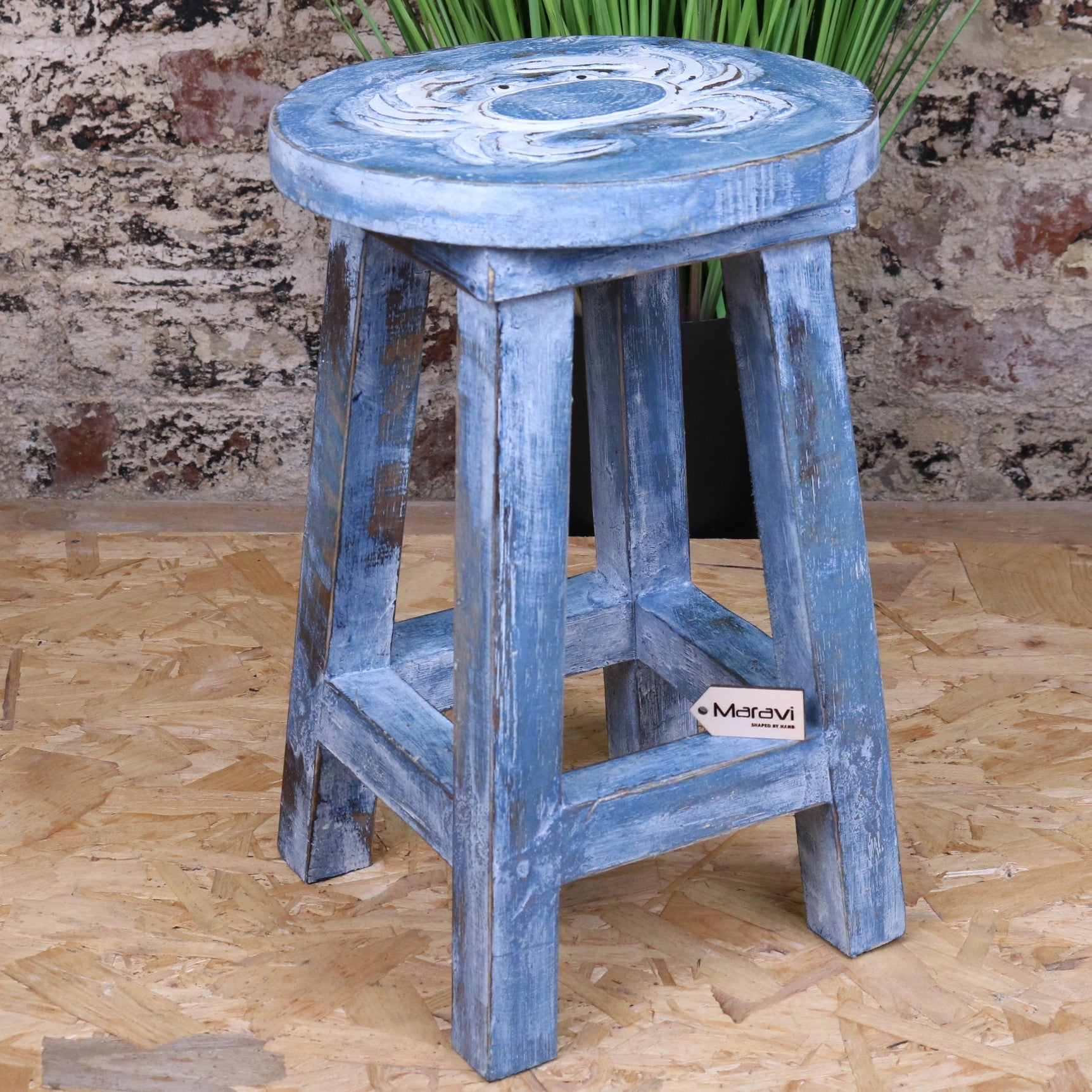 Kavi Kids Wooden Stool 25cm Crab Design - Front View