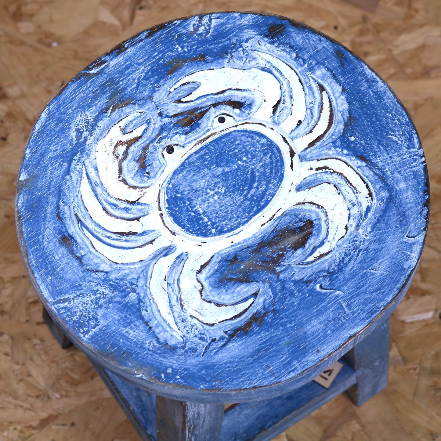 Kavi Kids Wooden Stool 25cm Crab Design - Top View