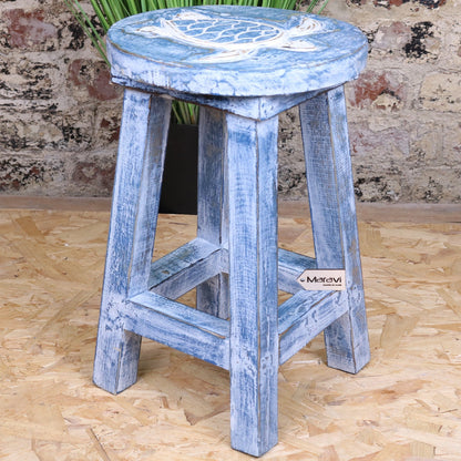 Kavi Kids Wooden Stool 25cm Turtle Design - Front View