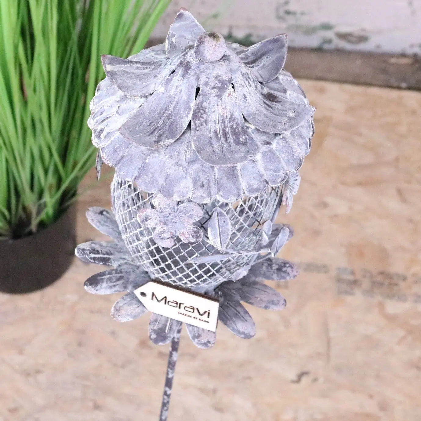 Kesari Rustic Metal Bird Feeder - Top View