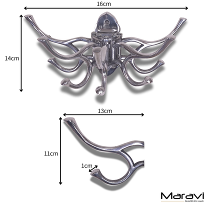 Kesda 5 Way Captains Swivel Hooks Polished Finish - Dimensions