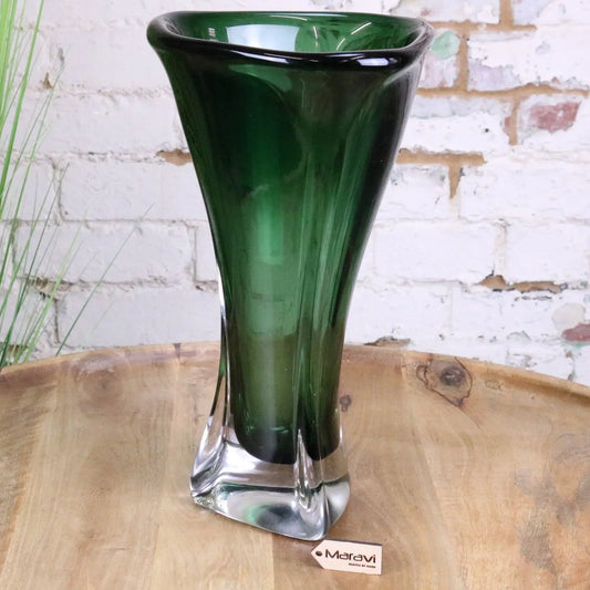 Kesira Luxury Tall Green Glass Vase - Main Image