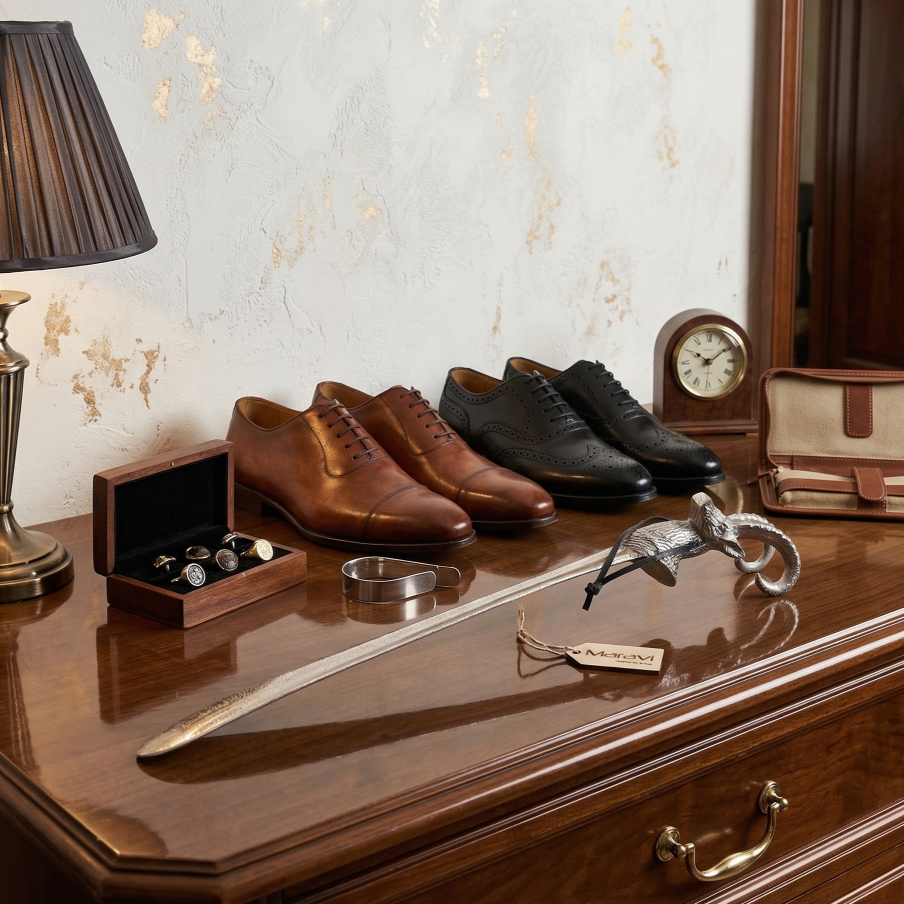 Khosa Ram's Head Metal Shoe Horn Antique Style Lifestyle Image