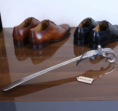Khosa Ram's Head Metal Shoe Horn Antique Style Lifestyle Image 2
