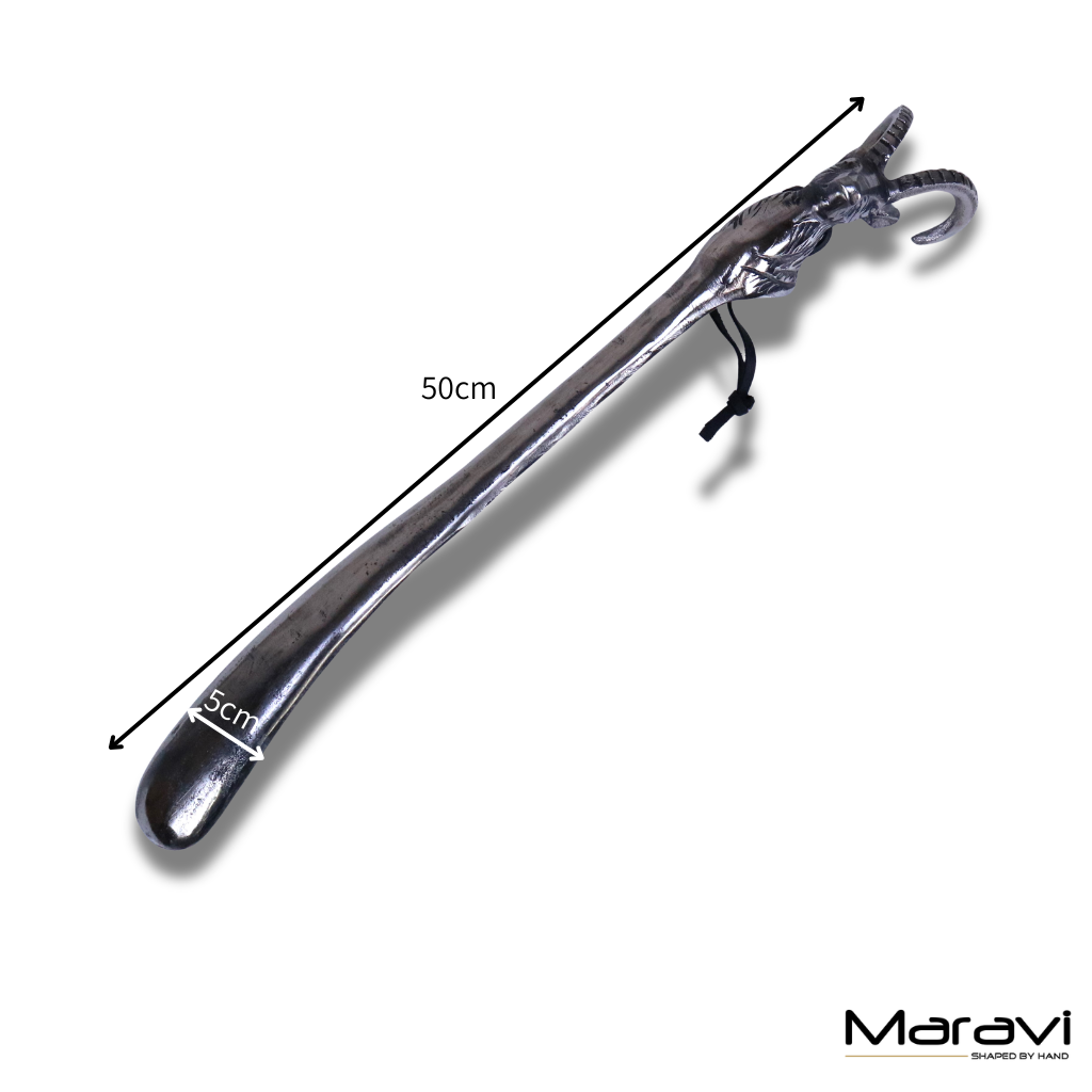 Khosa Ram's Head Metal Shoe Horn Antique Style - Dimensions