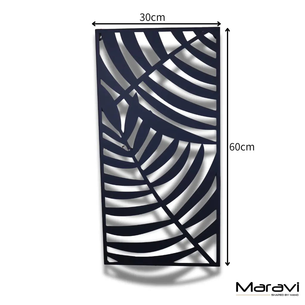 Kireta Metal Black Wall Art Leaf Design - Dimensions