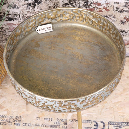 Kovalam Bowl Style Side Table Antiqued Gold - Top View