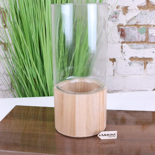 Kovira Glass and Wood Vase 35cm - Main Image