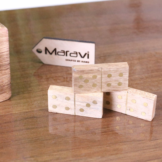 Kumari Wooden Domino Set with Box - Closeup of Domino Tiles