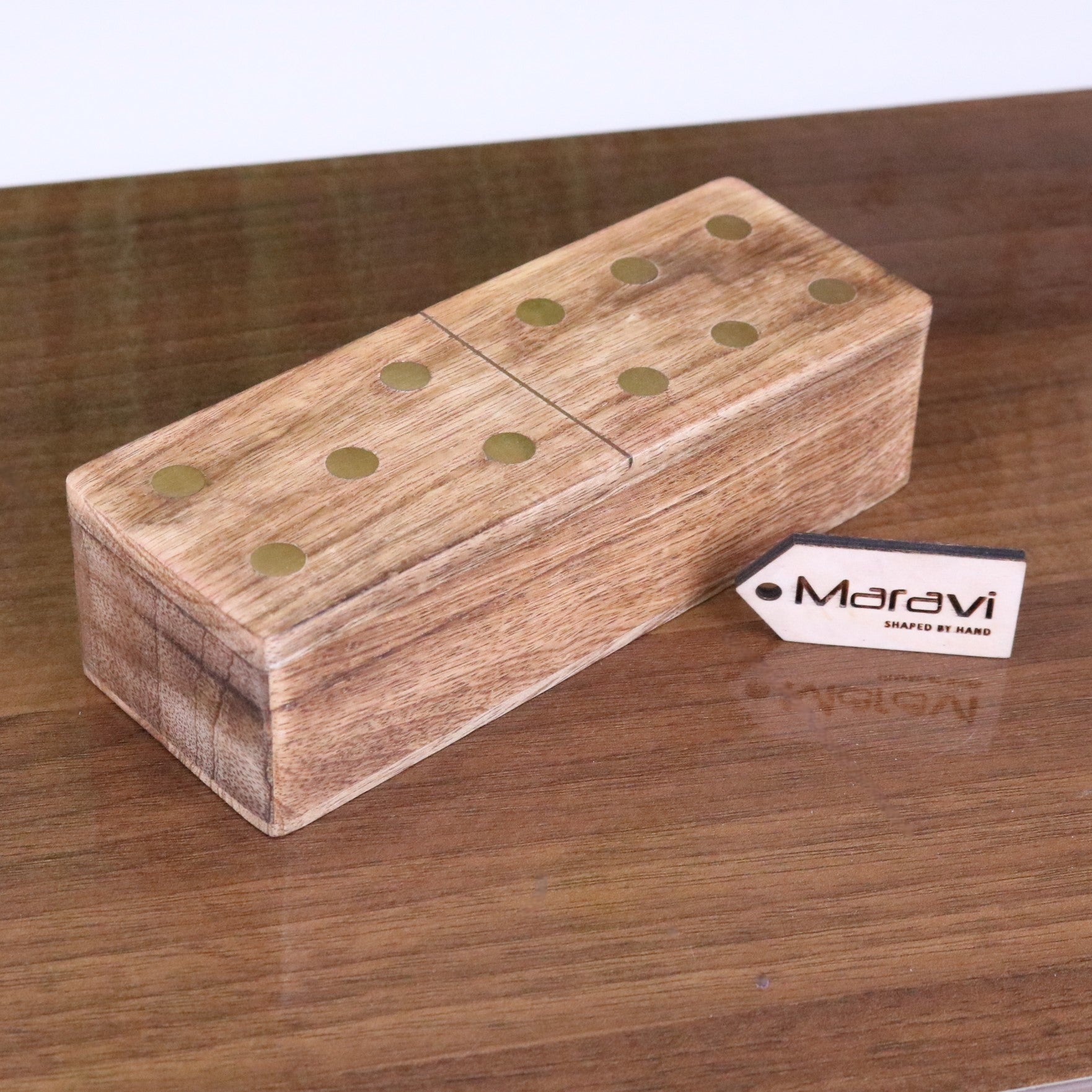 Kumari Wooden Domino Set with Box - Side view of box