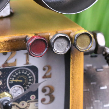Lareta Robot Desk Clock - Closeup of Coloured Bolts