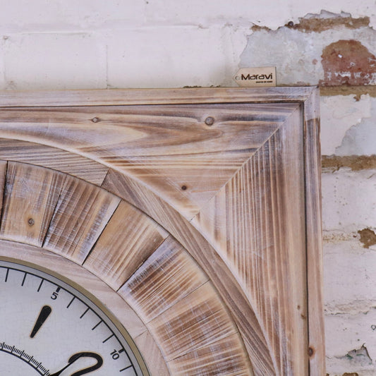 Large Square Wall Clock 80cm Antique Style - Top Corner