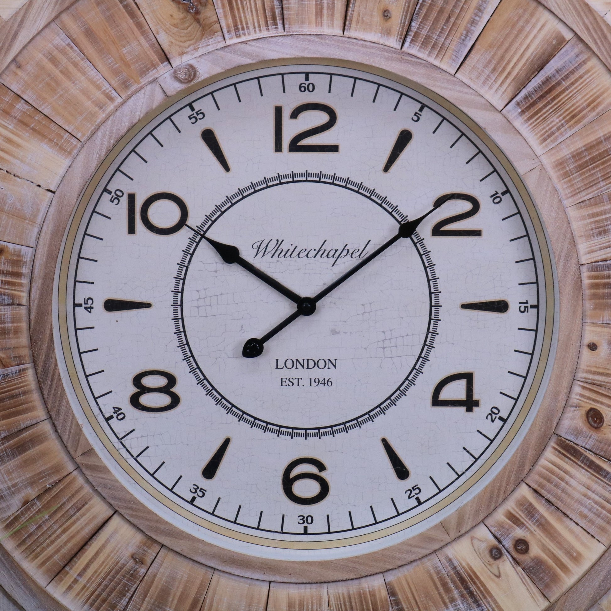Large Square Wall Clock 80cm Antique Style - Closeup of Clock Face