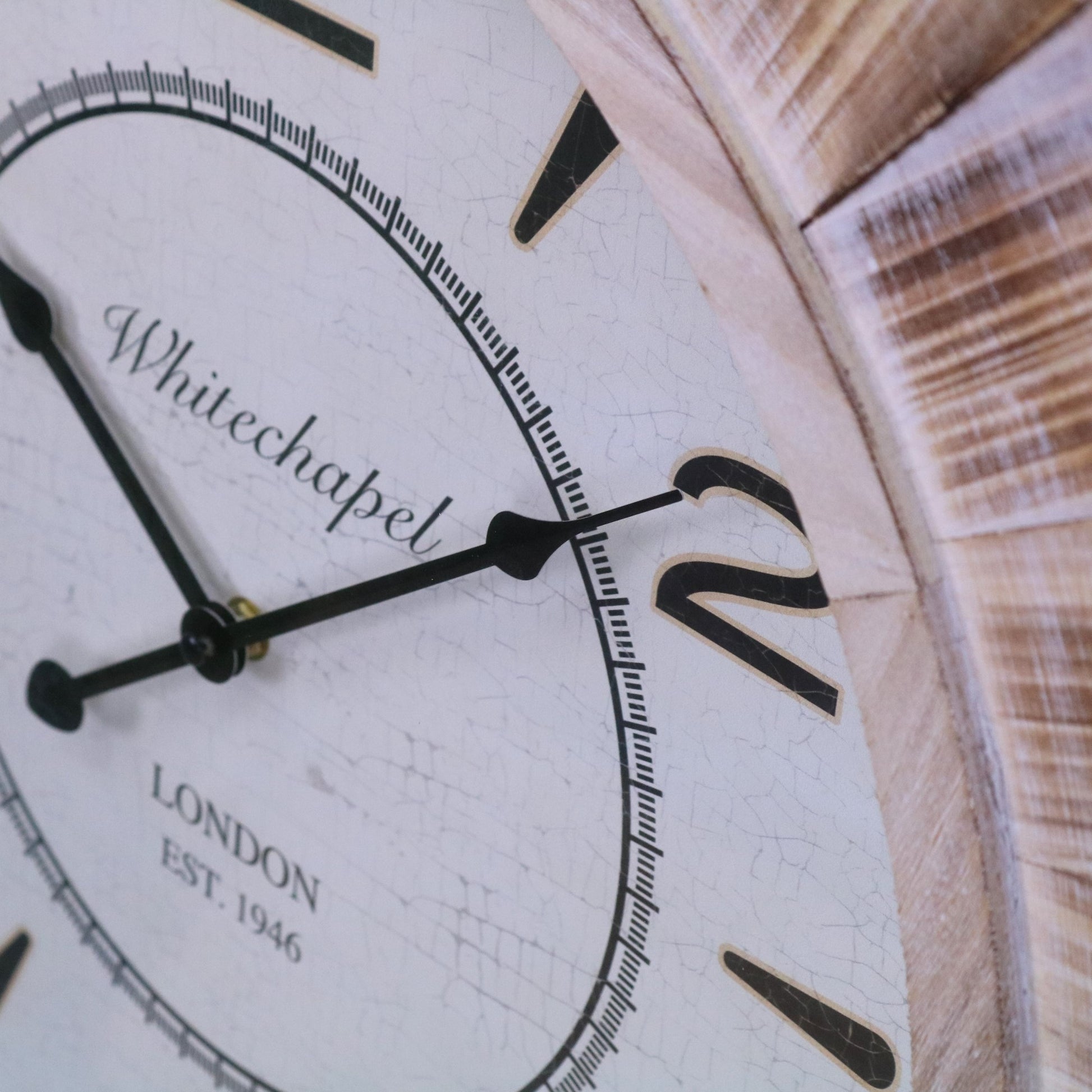 Large Square Wall Clock 80cm Antique Style - Closeup of Numerals