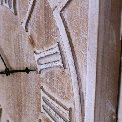 Large Square Wooden Clock 60cm - White Closeup of Numerals