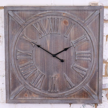 Large Square Wooden Clock 60cm - Grey Main Image