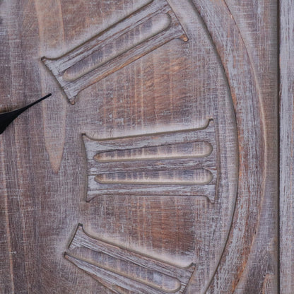Large Square Wooden Clock 60cm - Grey Closeup of Numerals