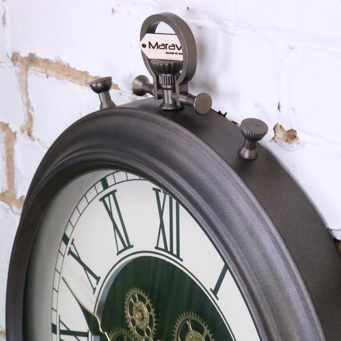 Large Wall Cog Clock Clock Pocket Watch Style - Side View