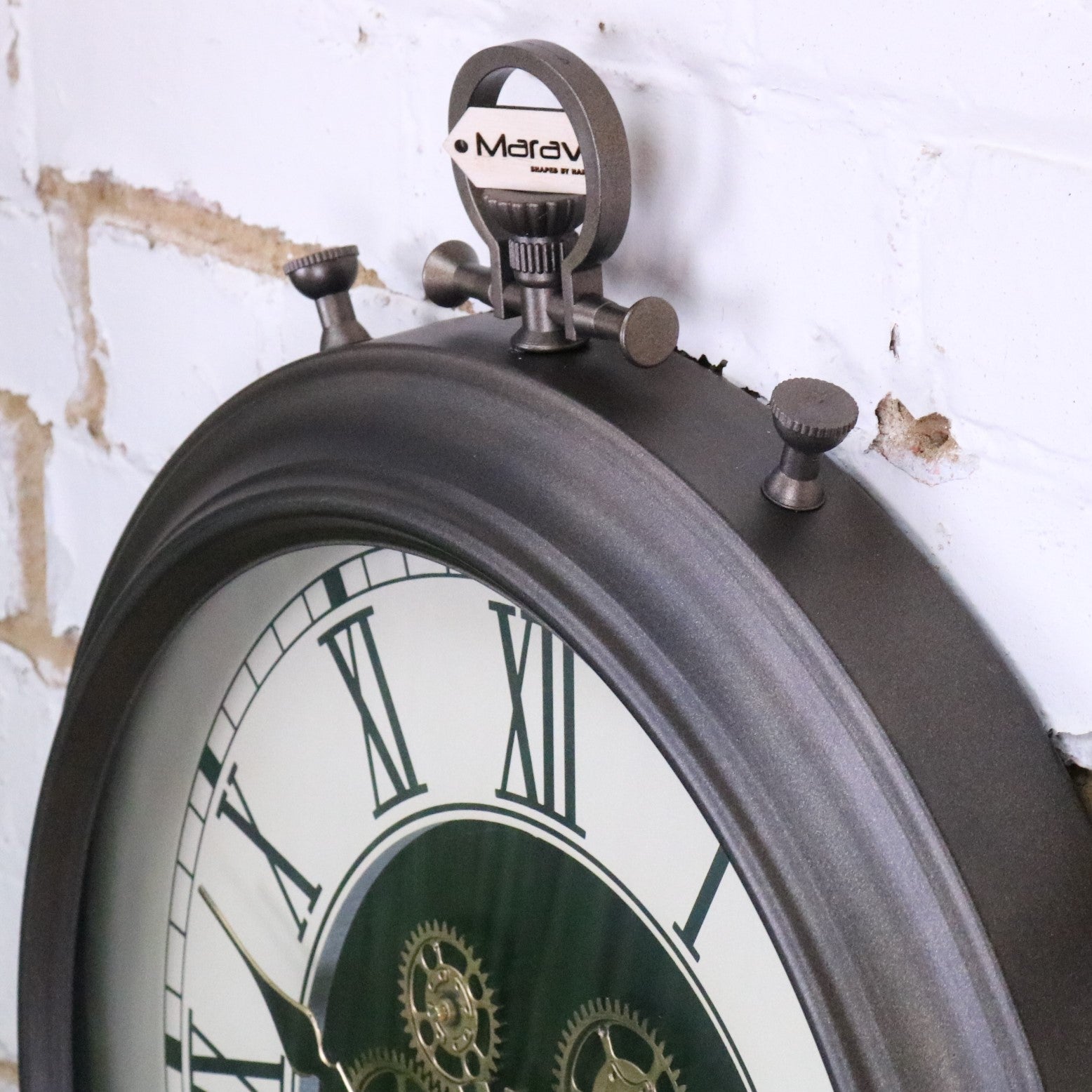 Large Wall Cog Clock Clock Pocket Watch Style - Side View