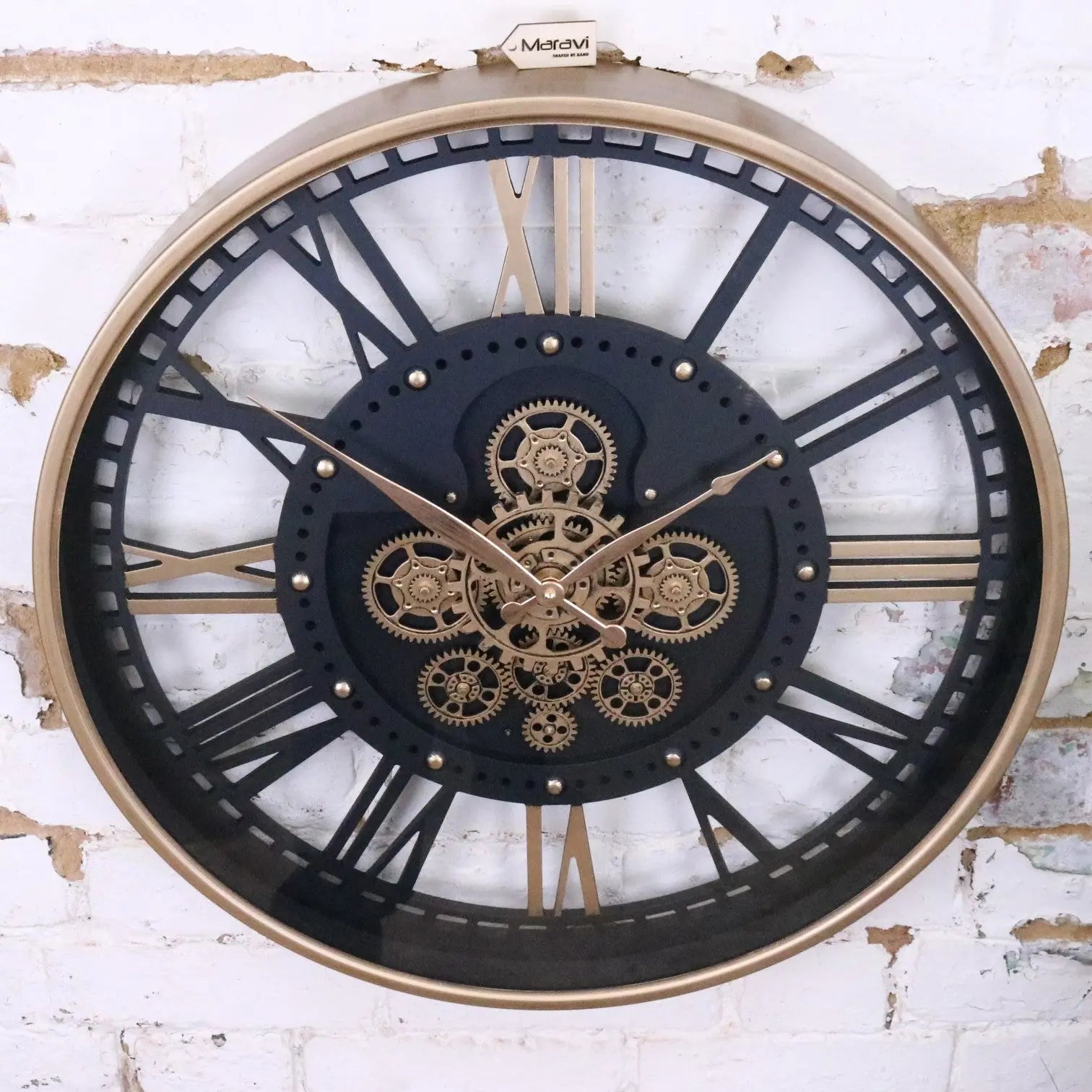 Large Wall Cog Clock Skeleton Style - Front View