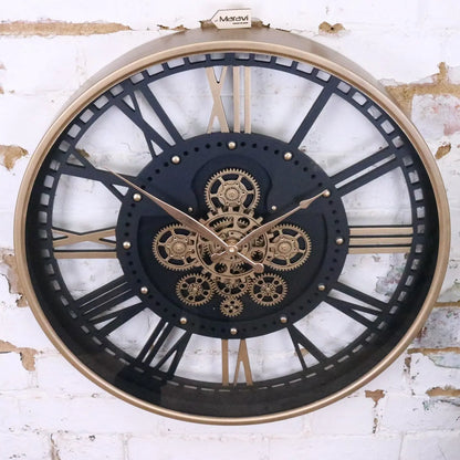 Large Wall Cog Clock Skeleton Style - Front View