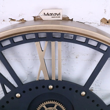 Large Wall Cog Clock Skeleton Style - Closeup of Frame