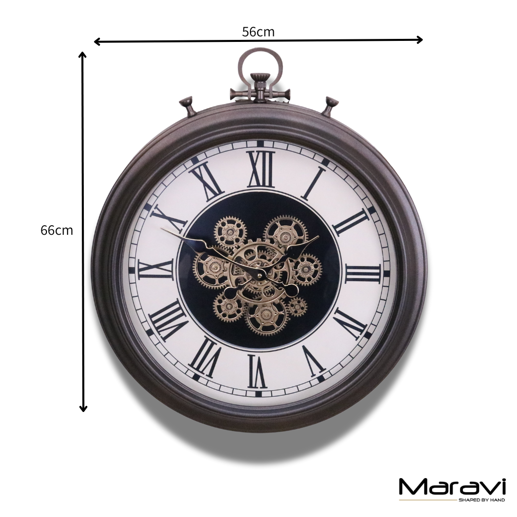 Large Wall Cog Clock Clock Pocket Watch Style - Dimensions